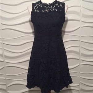 Navy Blue Lace Overlay L Dress